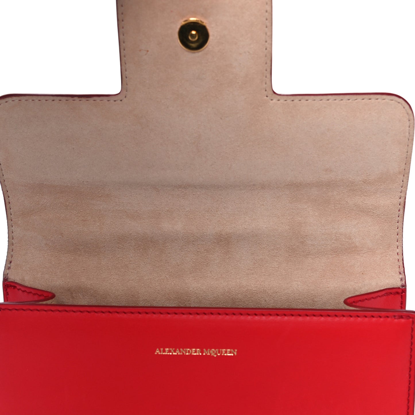 Calfskin Small Insignia Chain Flap Red