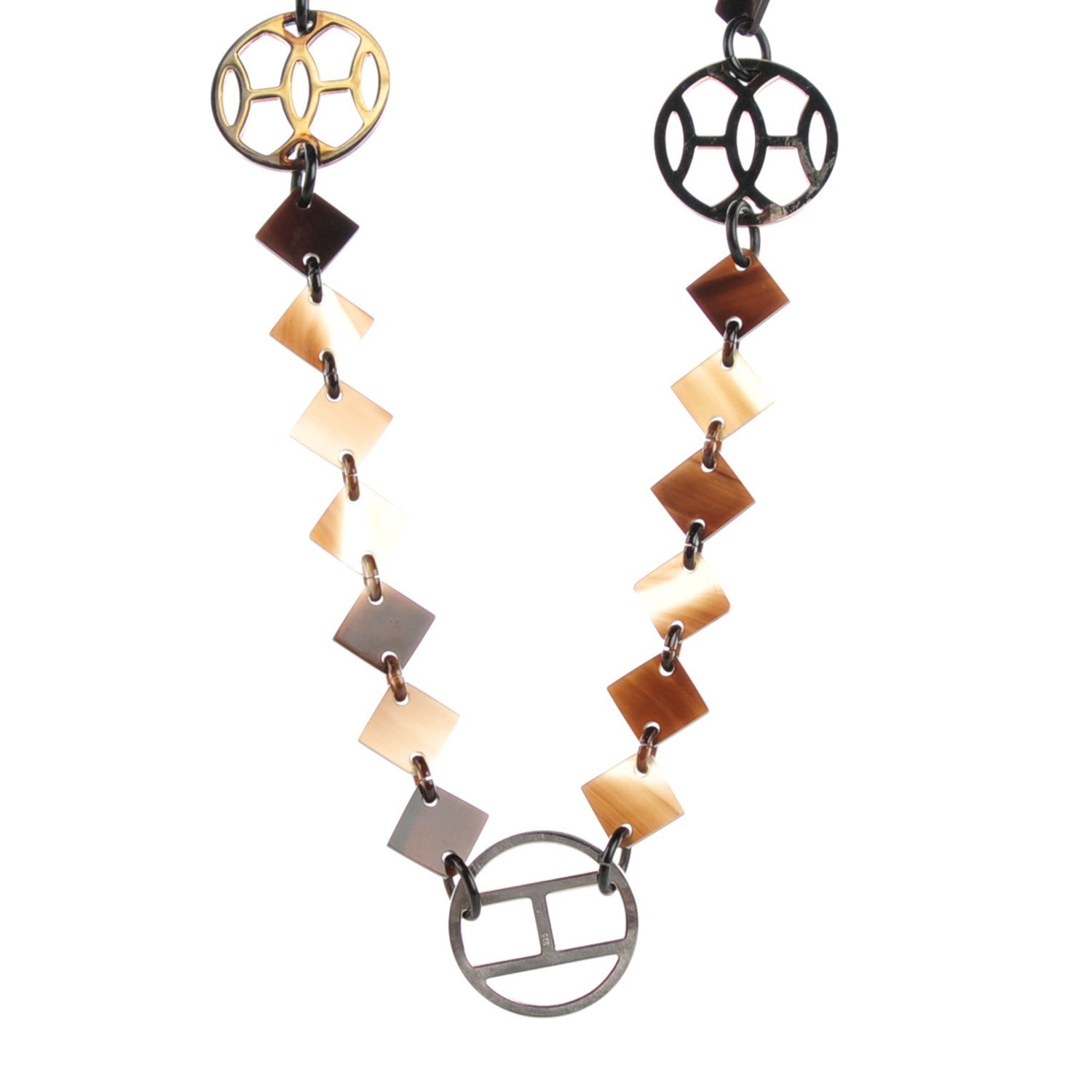 Hermes Buffalo Horn Sterling Silver Lena Necklace 1 of 6
