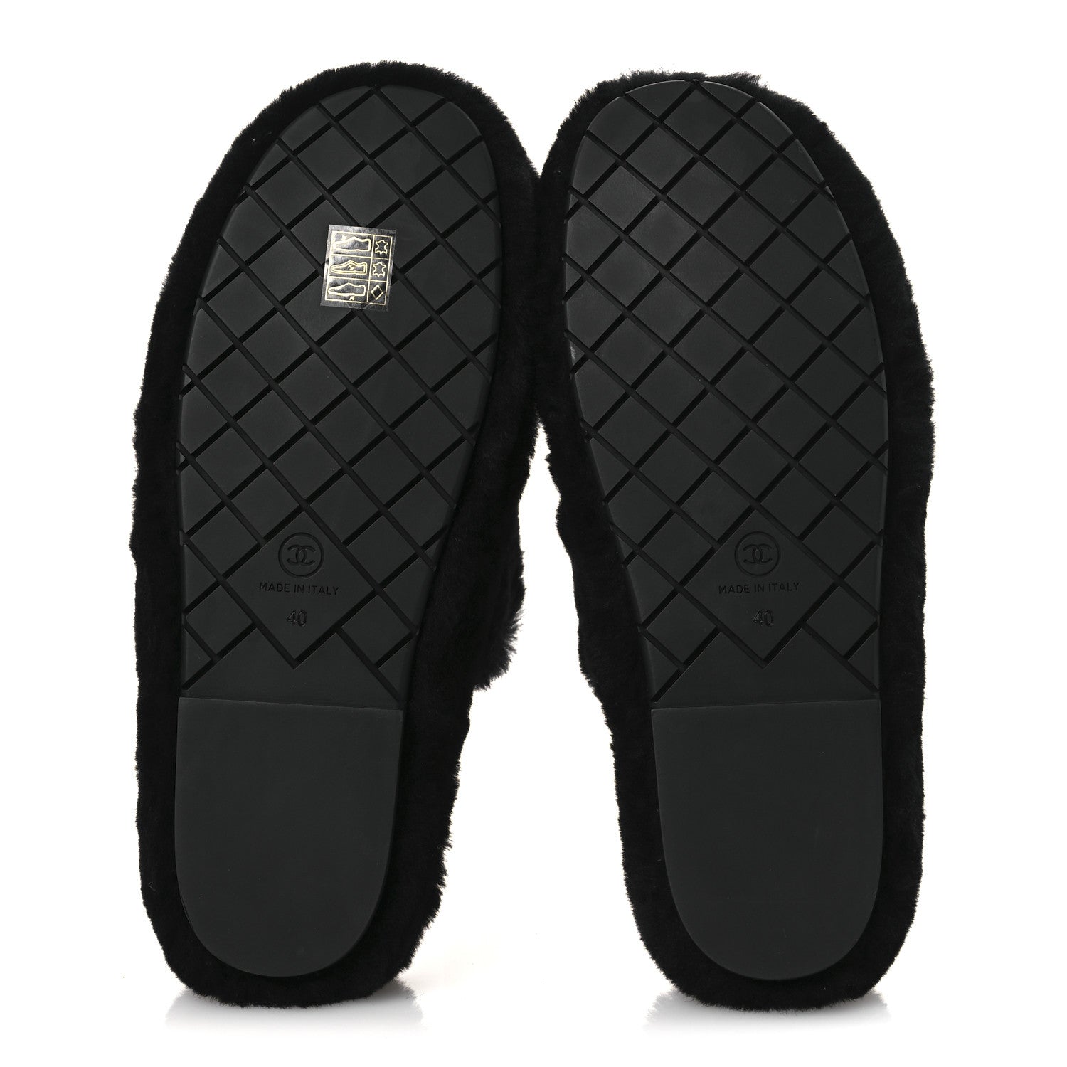 Chanel Shearling CC Flat Mules 40 Black 1760083 – FASHIONPHILE