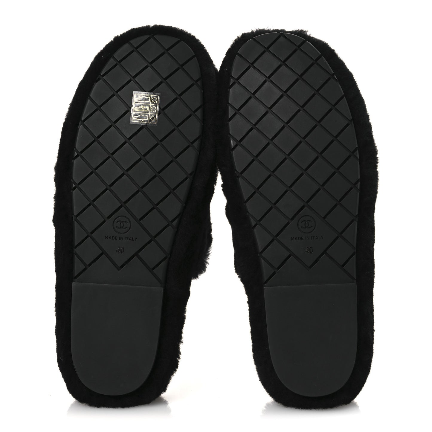 Shearling CC Flat Mules 40 Black