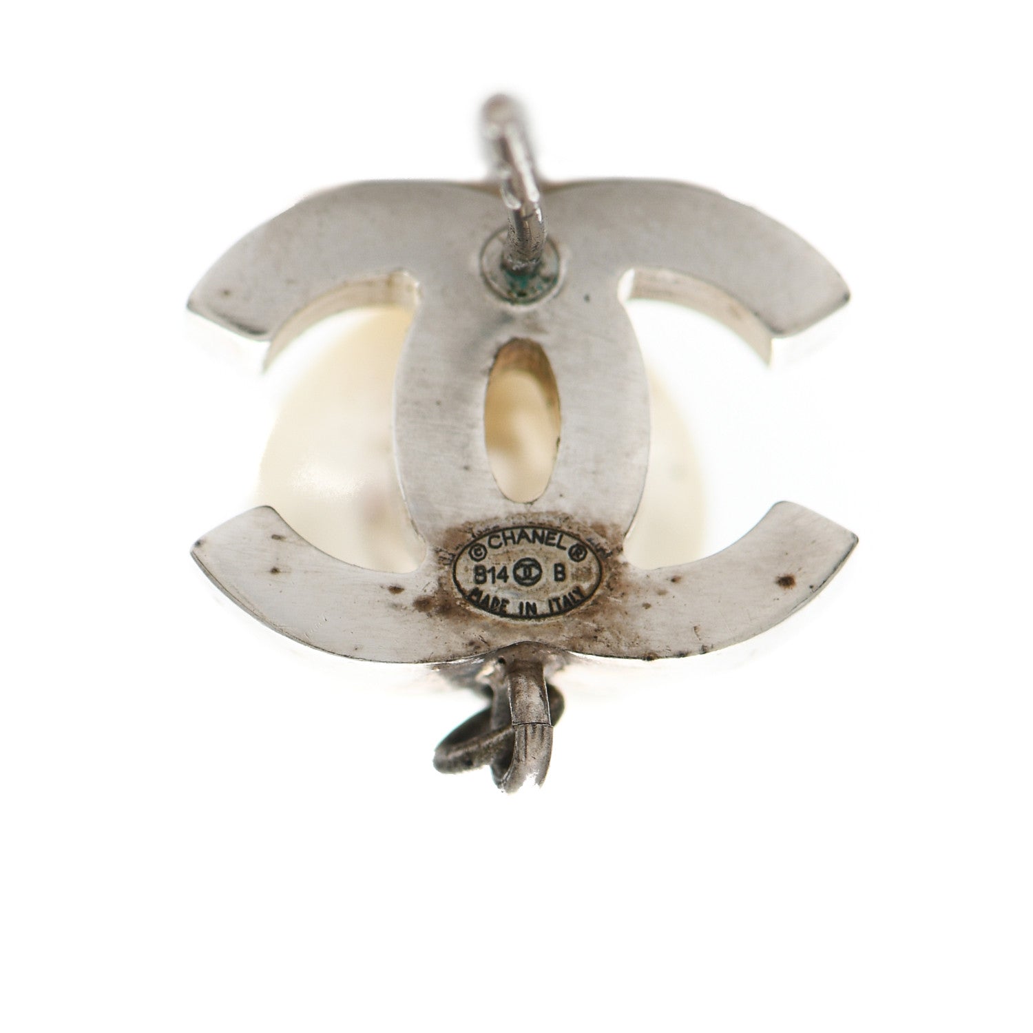 Chanel Baguette Crystal Pearl CC Drop Earrings Silver 3 of 5