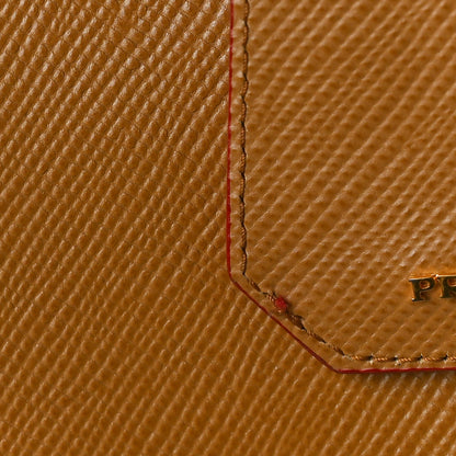 Prada Saffiano Cuir Large Double Bag Caramel Fuoco 11 of 17