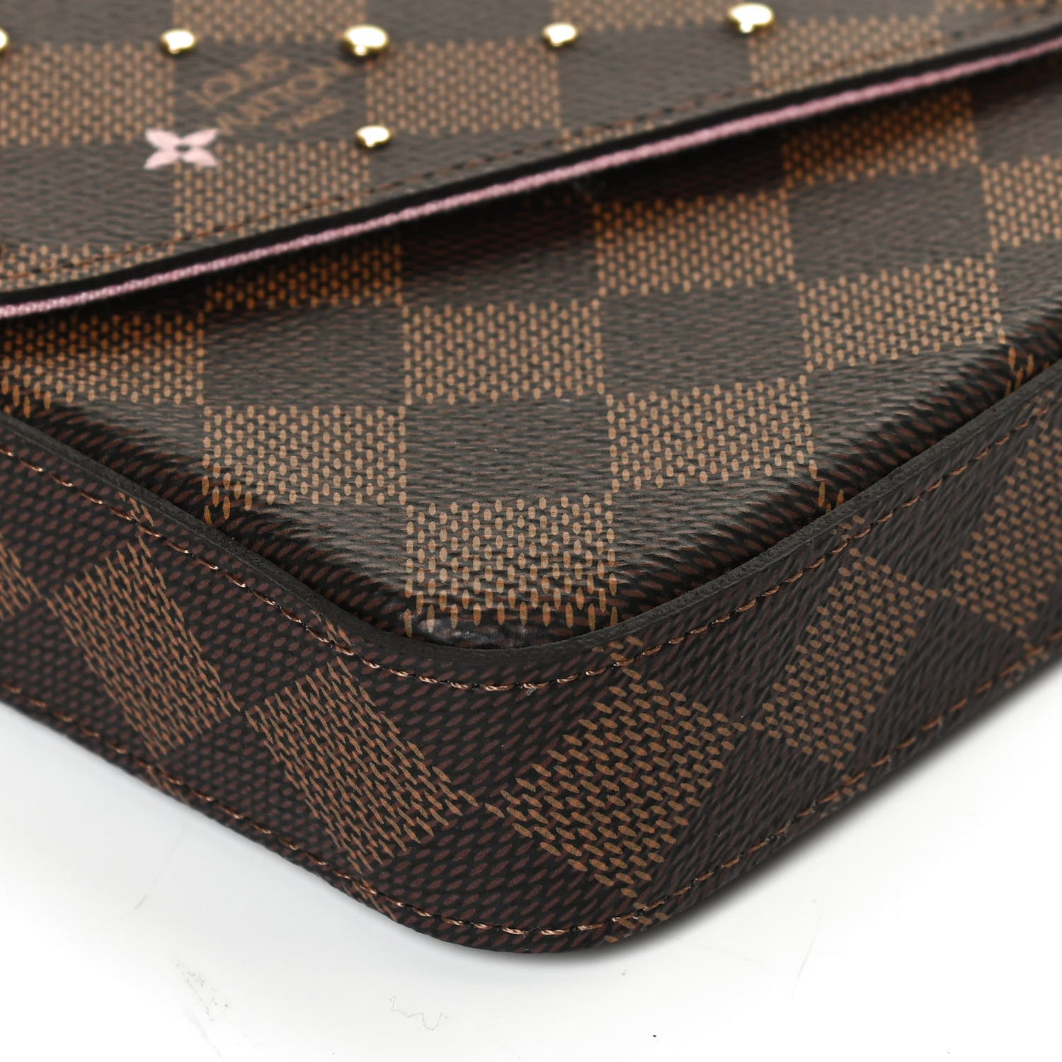 Louis Vuitton Damier Ebene Studded Pochette Felicie Chain Wallet 11 of 12