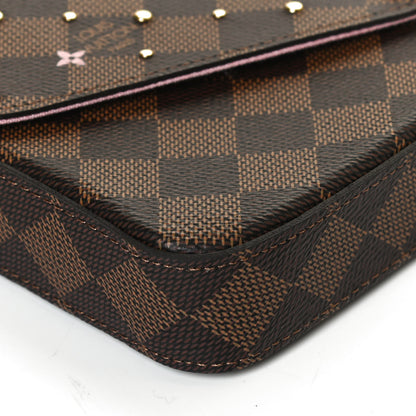 Louis Vuitton Damier Ebene Studded Pochette Felicie Chain Wallet 11 of 12