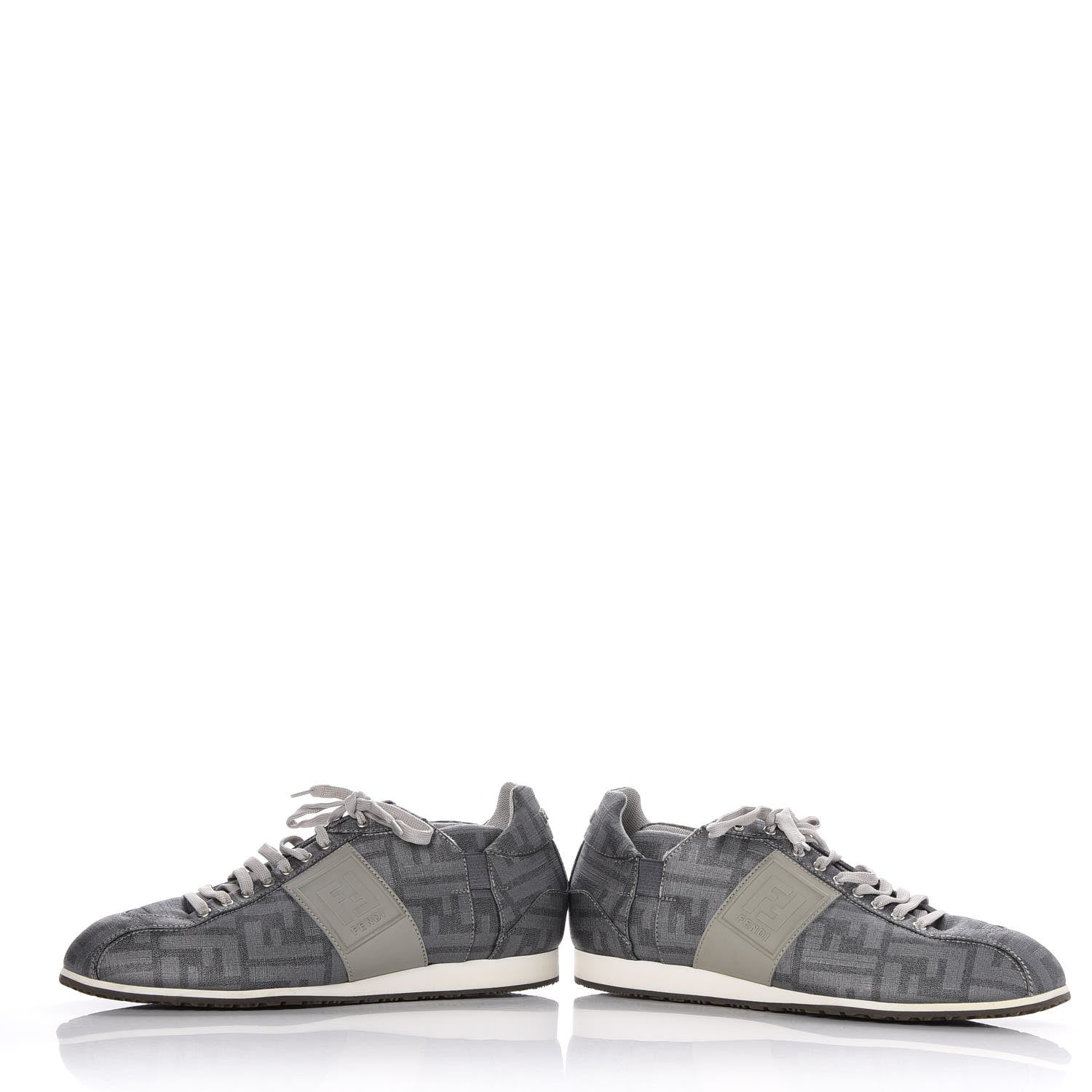 Fendi Coated Canvas FF Mens Low Top Sneakers 7 Grey 5 of 11