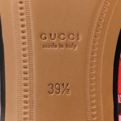 Gucci Betis Glamour Canvas Horsebit Print Womens Jordaan Loafers 39.5 Pink Rosso Ancora 7 of 10