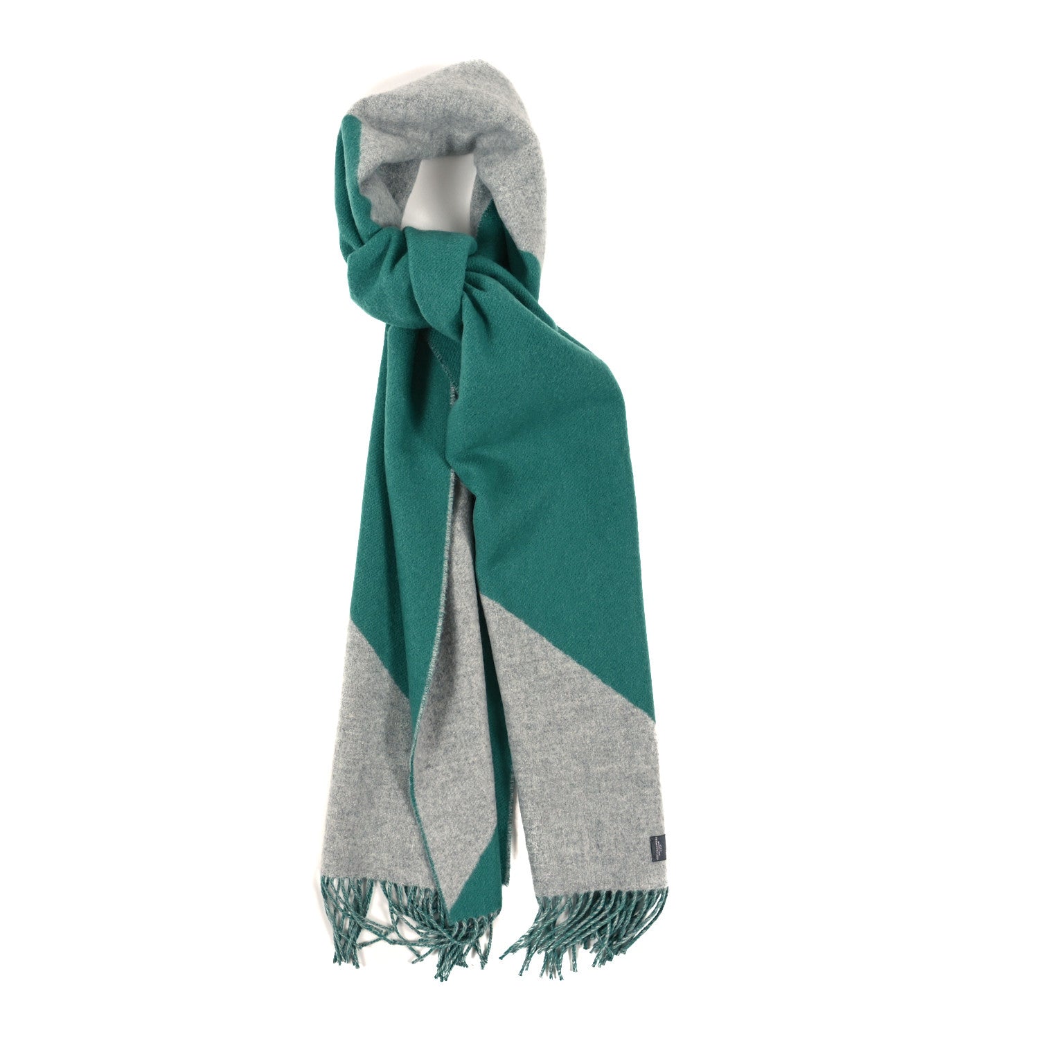 Hermes Cashmere Casaque Zig Zag Muffler Gris Vert Menthe 1 of 3