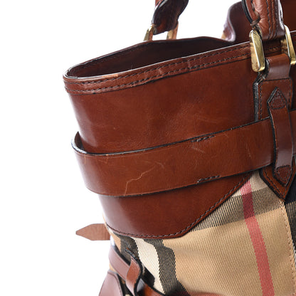 Burberry House Check Bridle Calfskin Medium Lynher Tote Dark Tan 14 of 14