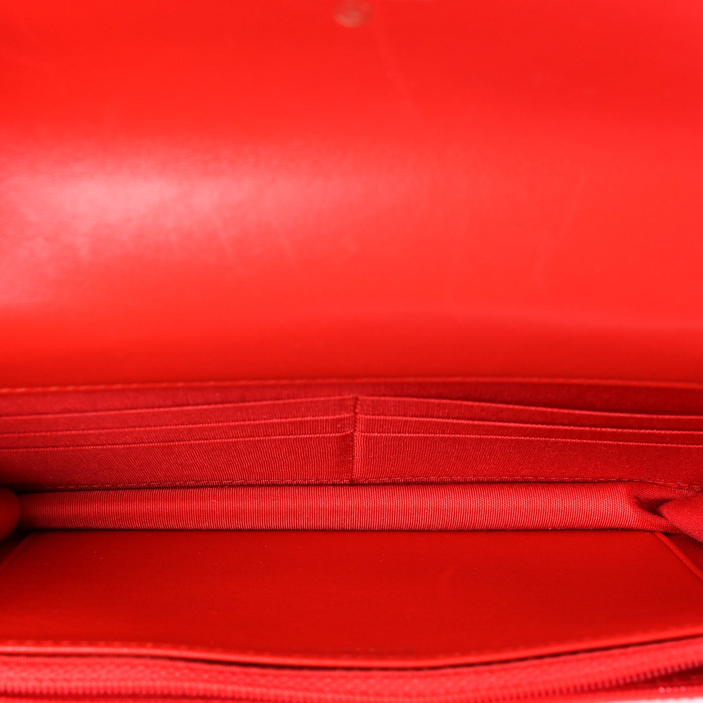 Lambskin Chevron Quilted Trendy CC Wallet On Chain WOC Red