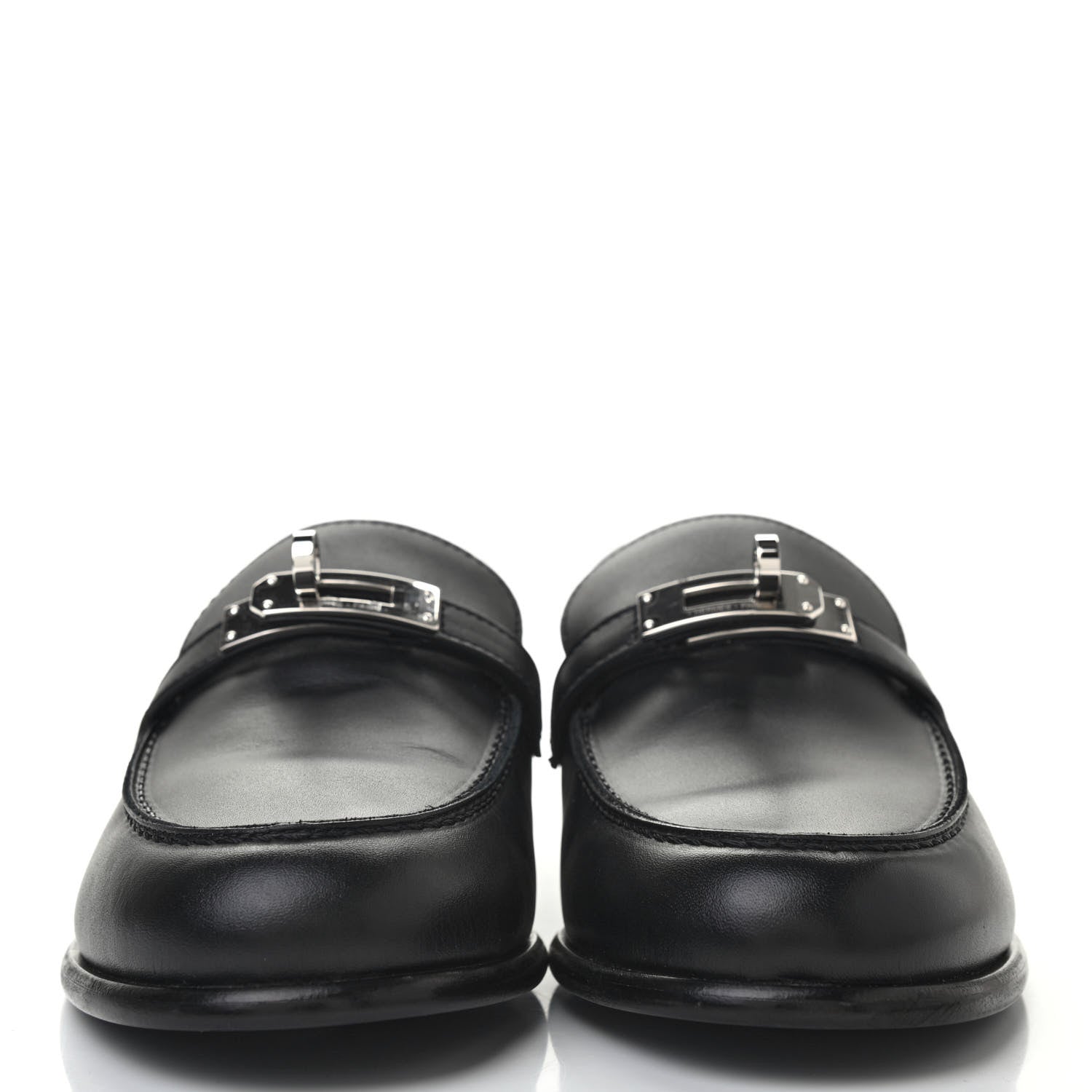 Hermes Calfskin Womens Destin Loafer 37 Black 2 of 9