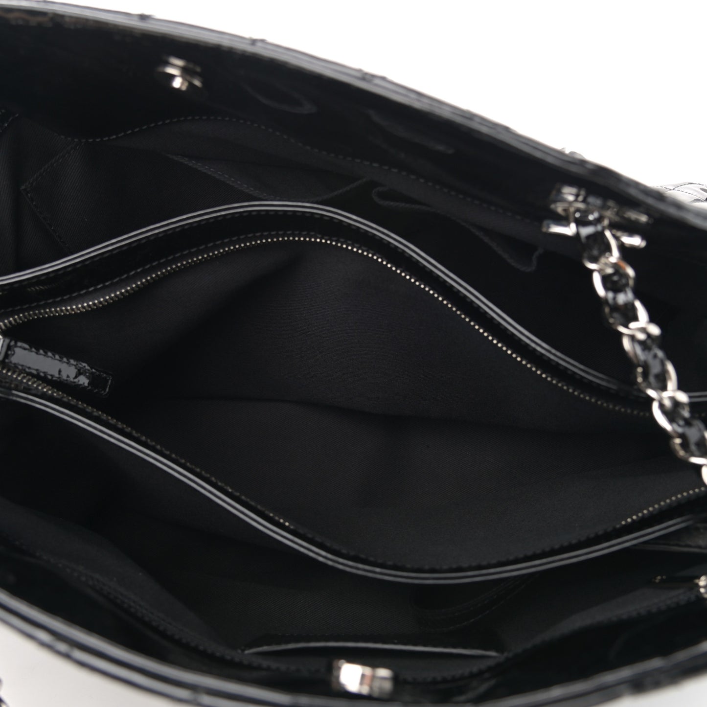 Patent Quilted Maxi Just Mademoiselle Bowling Bag Black