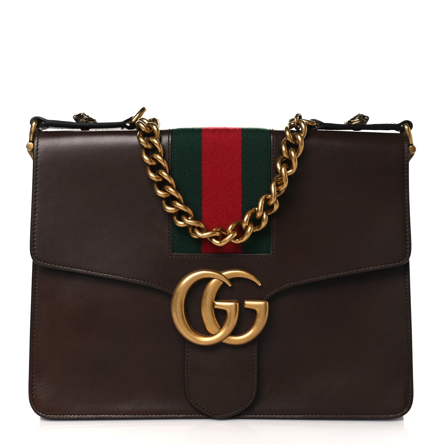 Tuscany Lux Calfskin Web GG Marmont Shoulder Bag Fondent