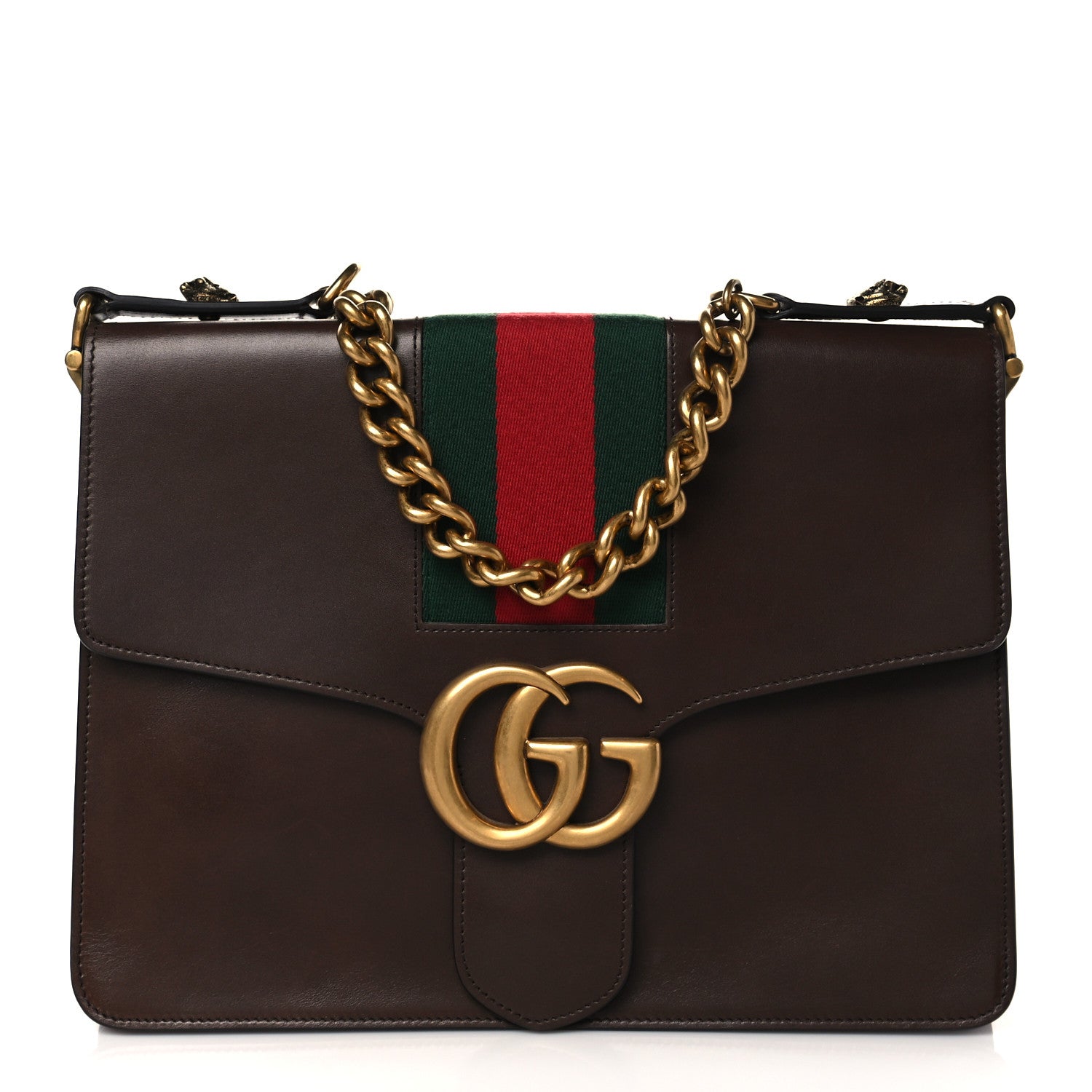 Gucci Tuscany Lux Calfskin Web GG Marmont Shoulder Bag Fondent 1 of 11