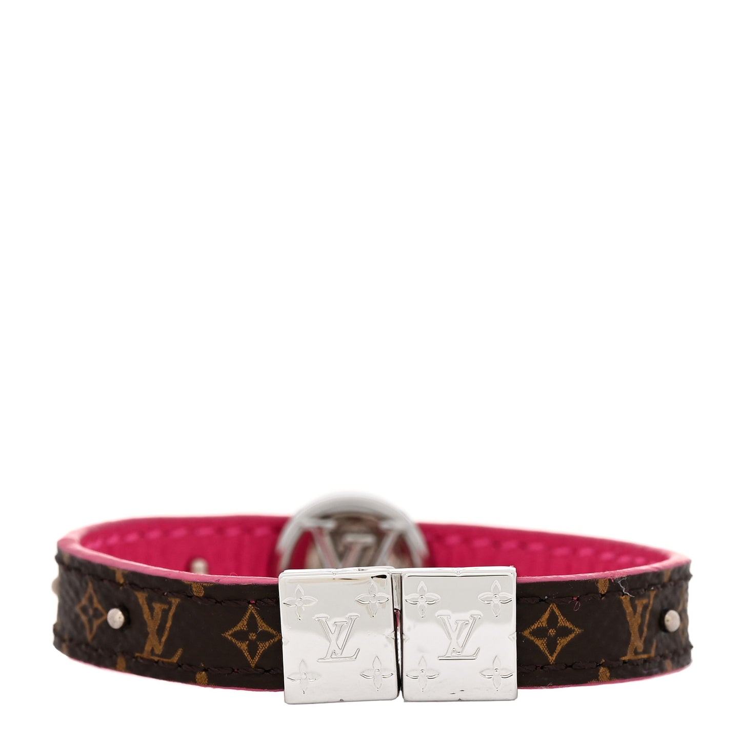 Monogram LV Circle Reversible Bracelet 17 Rose Falbala