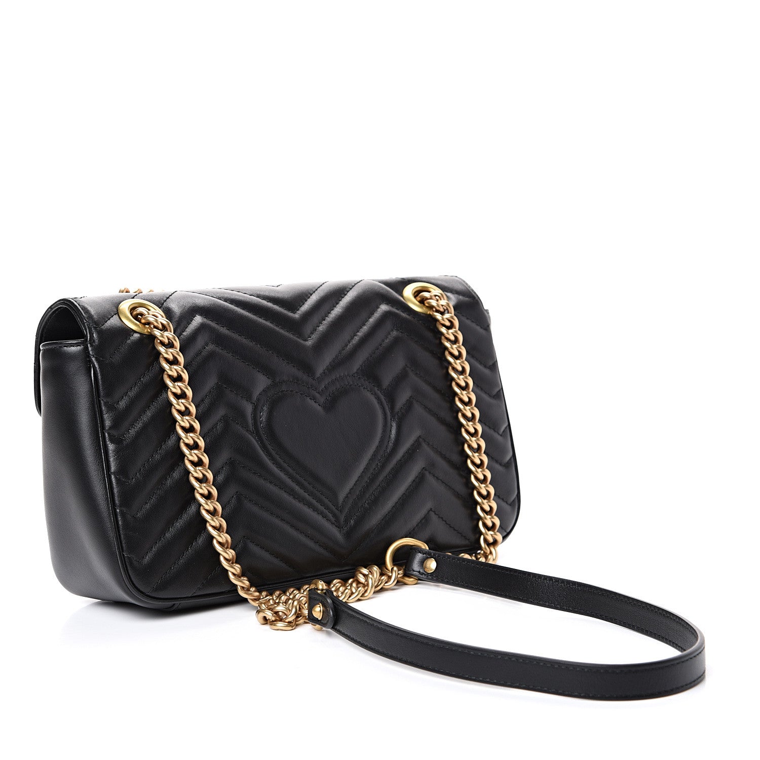 Gucci Calfskin Matelasse Small GG Marmont Shoulder Bag Black 2 of 9