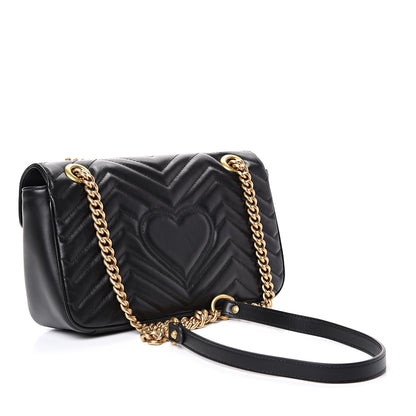 Gucci Calfskin Matelasse Small GG Marmont Shoulder Bag Black 2 of 9