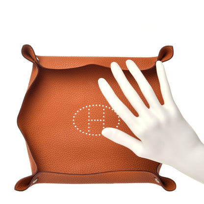 Hermes Taurillon Clemence Mises et Relances Change Tray Orange 2 of 6