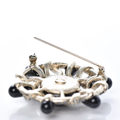 Chanel Crystal CC Brooch Black Gold 5 of 6