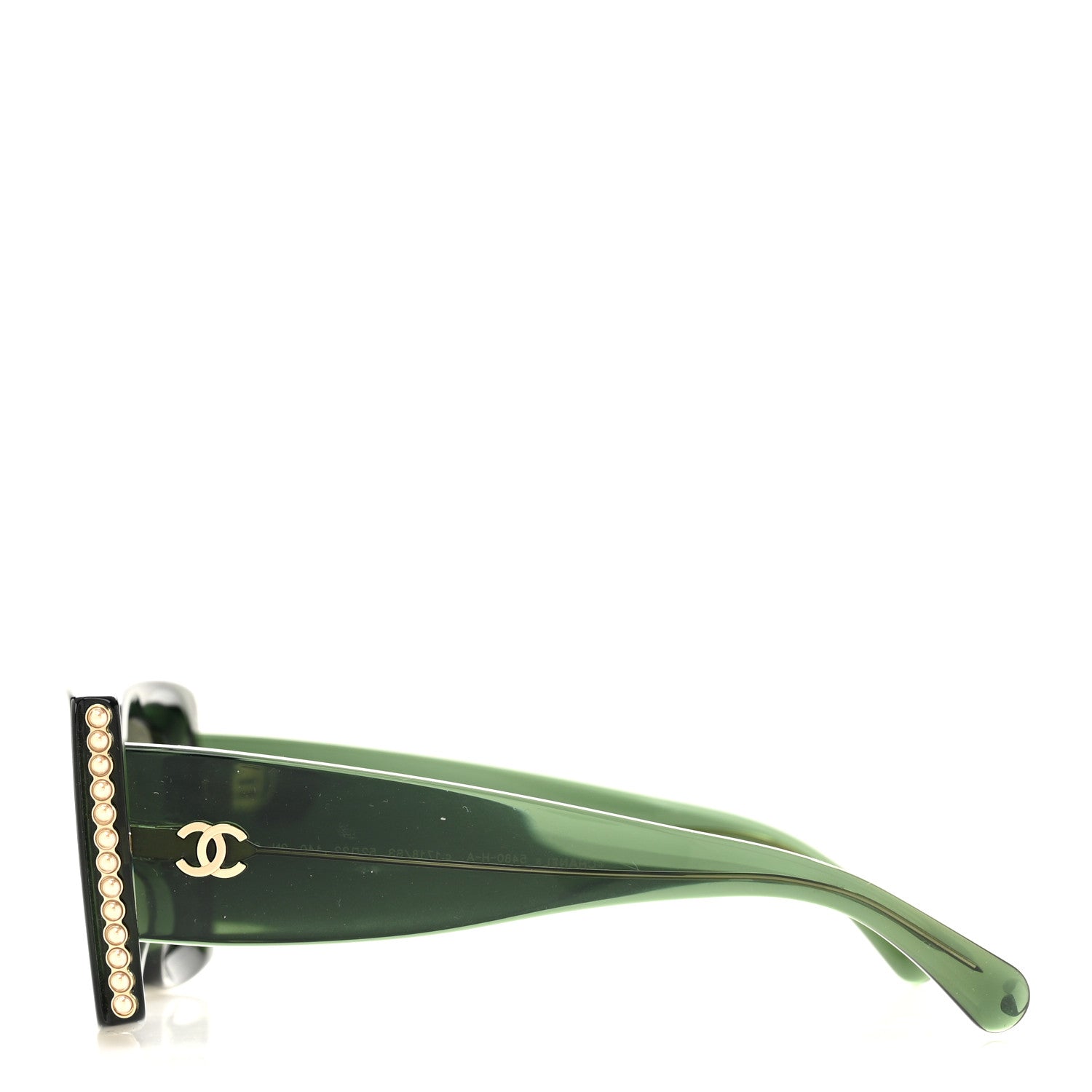 Chanel Acetate Pearl Rectangle Sunglasses 5480-H-A Dark Green 3 of 8