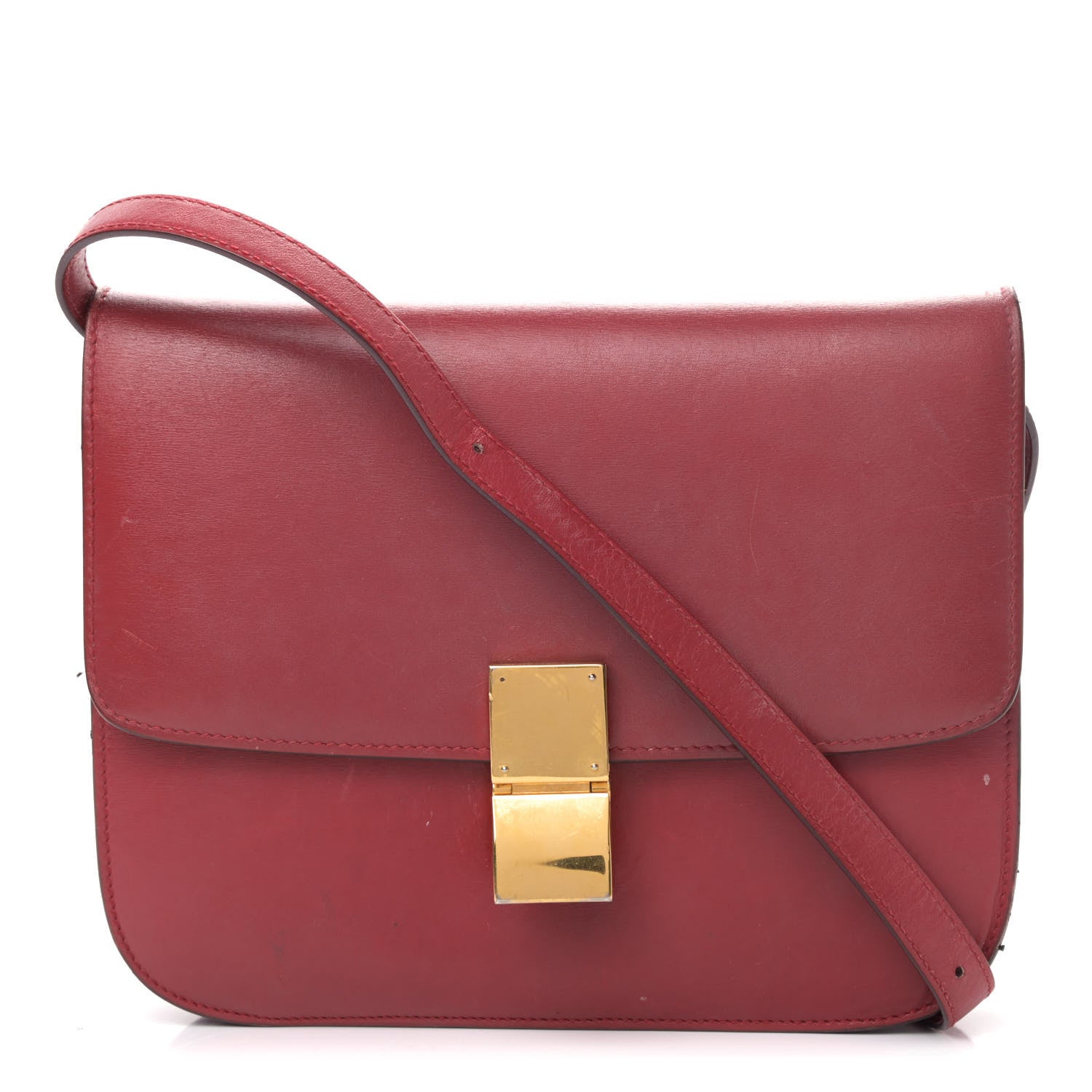 Celine Box Calfskin Medium Classic Box Flap Bag Red 1 of 5