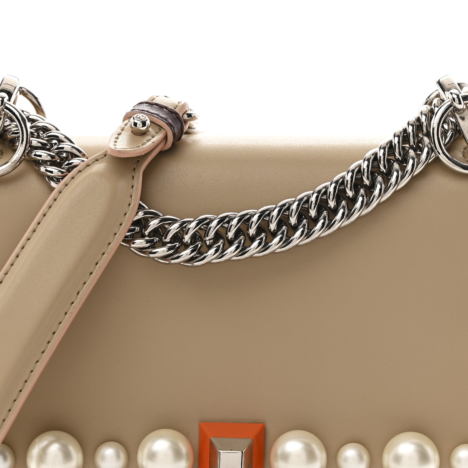 Fendi Vitello Liberty Scalloped Studded Pearl Small Kan I Shoulder Bag Black Cherry Amido 9 of 13