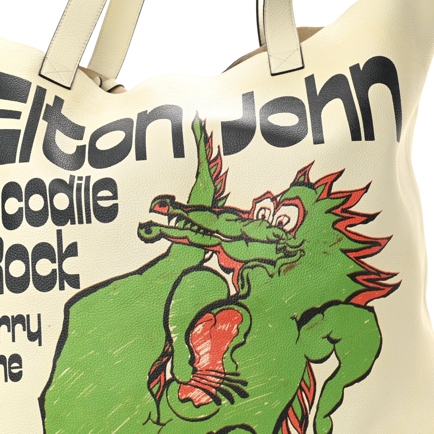 Gucci Calfskin Elton John Crocodile Rock Large Tote Off White 10 of 13