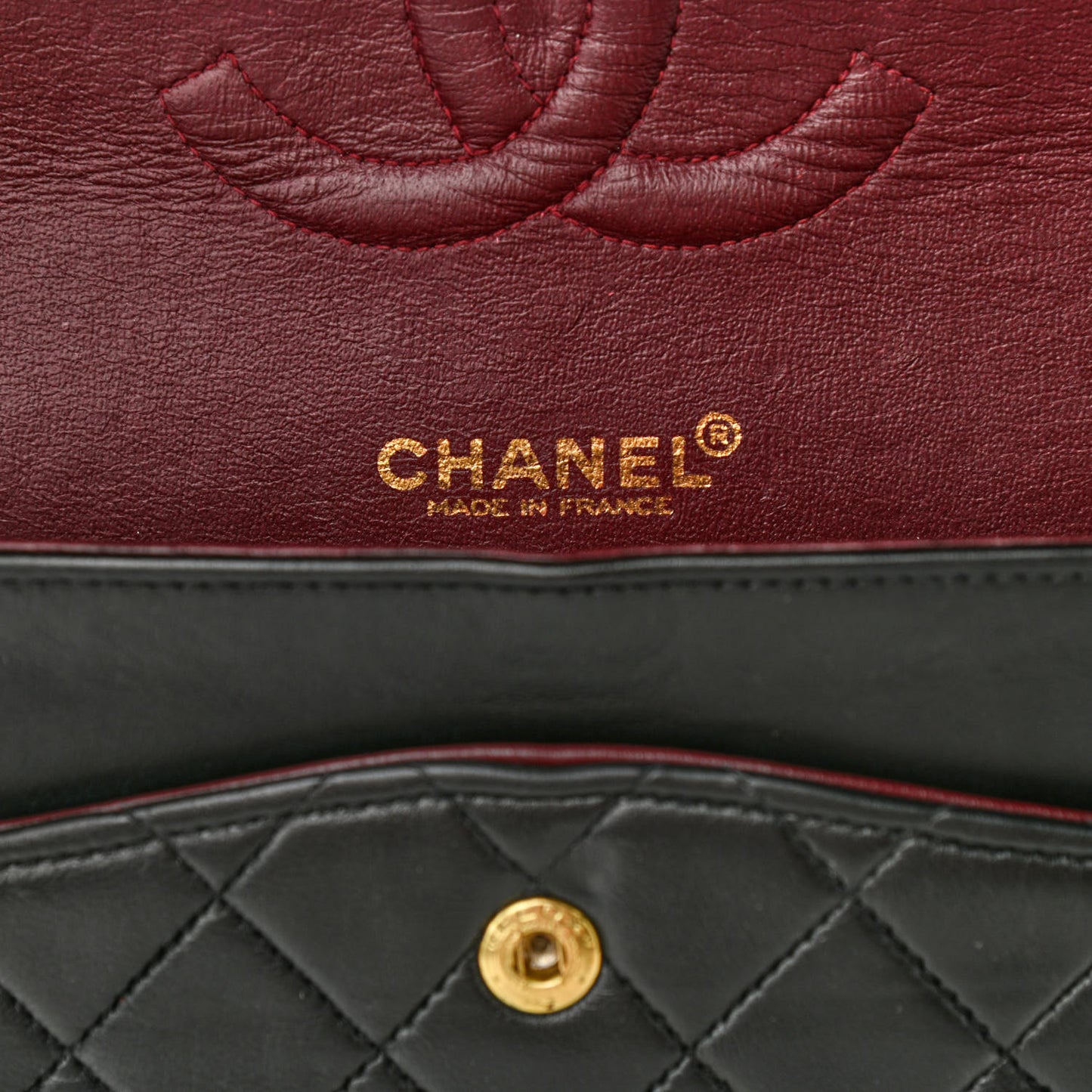 Lambskin Quilted Medium Double Flap Black