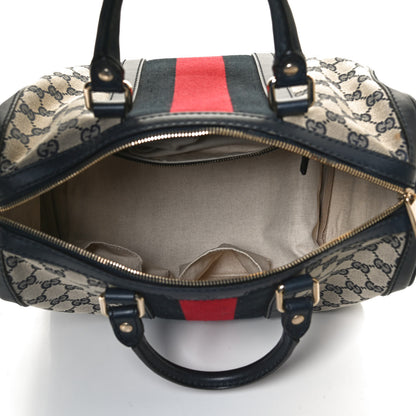 Gucci Monogram Selleria Calfskin Vintage Web Medium Boston Beige Blue 5 of 12