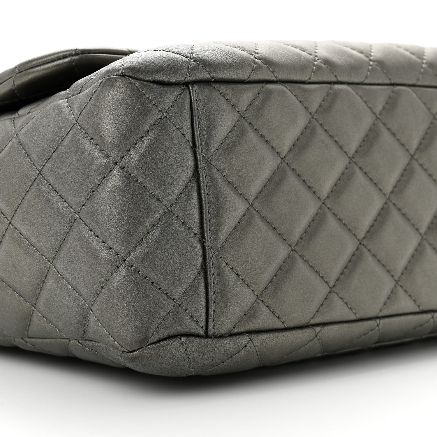Chanel Metallic Calfskin Quilted Small XXL Travel Flap Bag Dark Silver 9 of 10