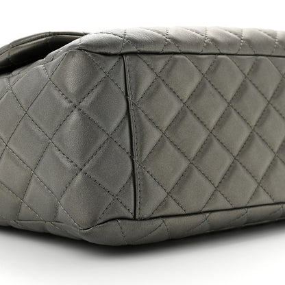 Chanel Metallic Calfskin Quilted Small XXL Travel Flap Bag Dark Silver 9 of 10