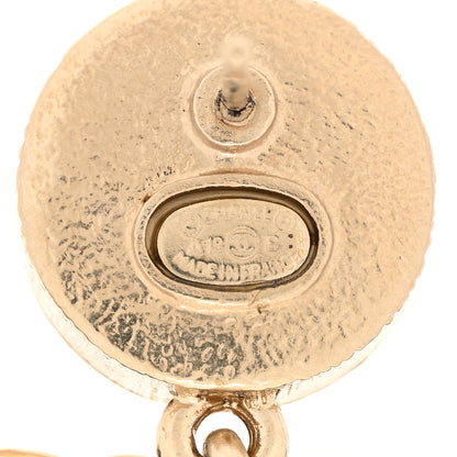 Chanel Lambskin Crystal Pearl CC Drop Earrings Gold Black 4 of 5