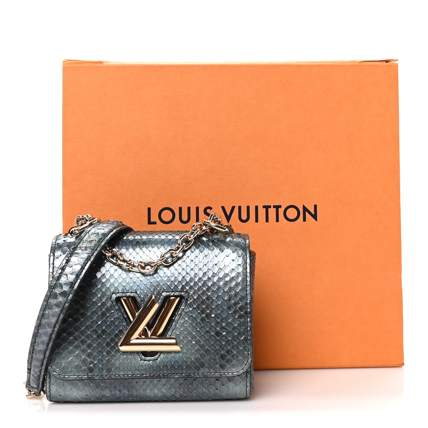 Snakeskin Twist Shoulder Bag PM Blue Multicolor