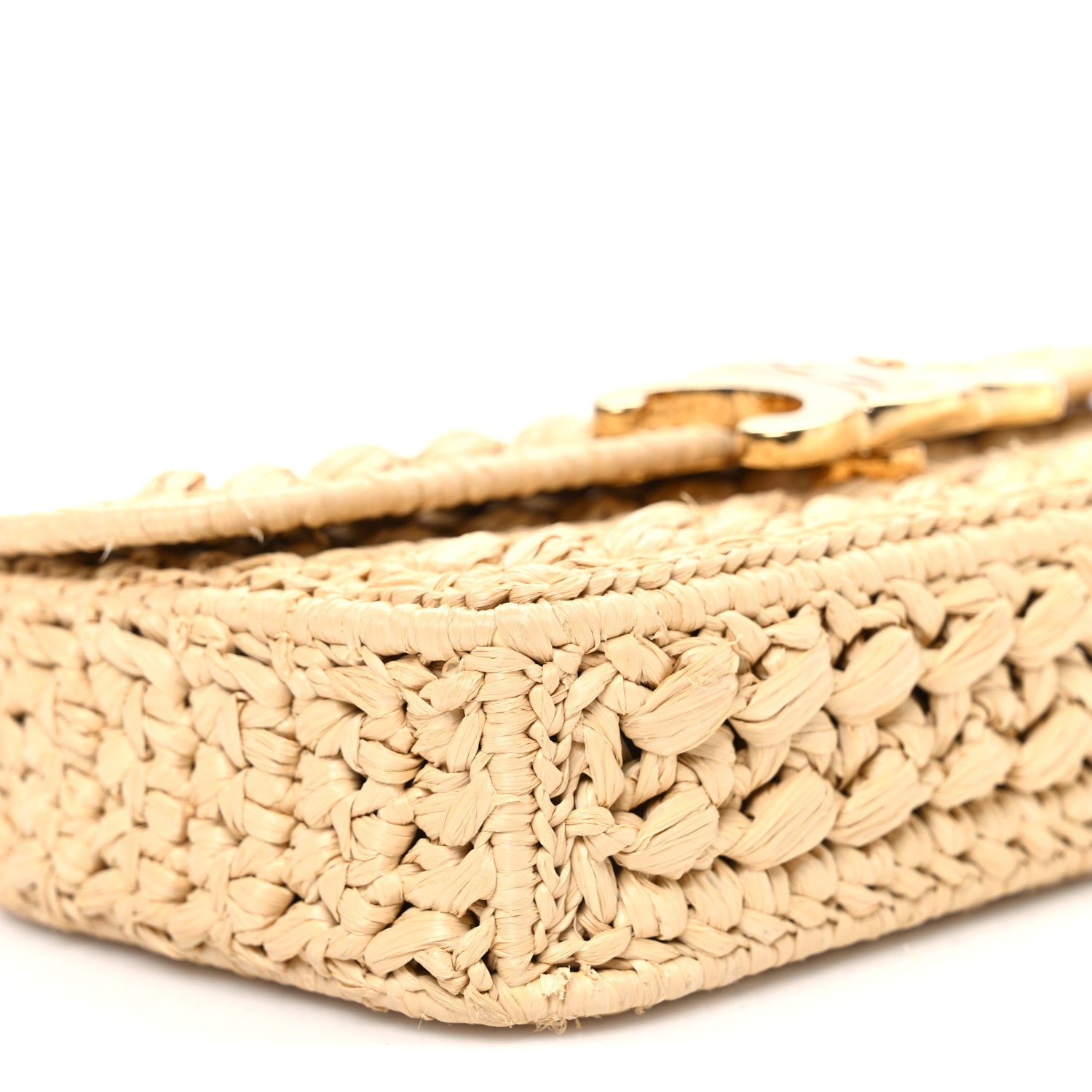 Celine Raffia Effect Claude Chain Shoulder Bag Natural 8 of 9
