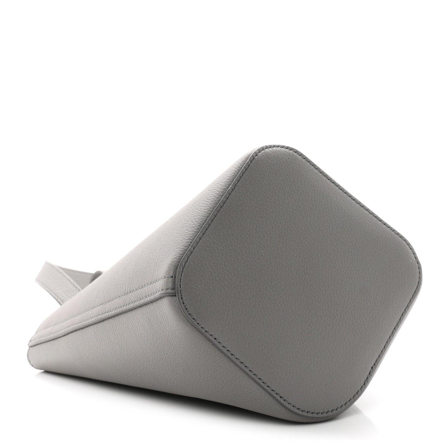 Soft Grained Calfskin Mini Pebble Bucket Bag Pearl Grey