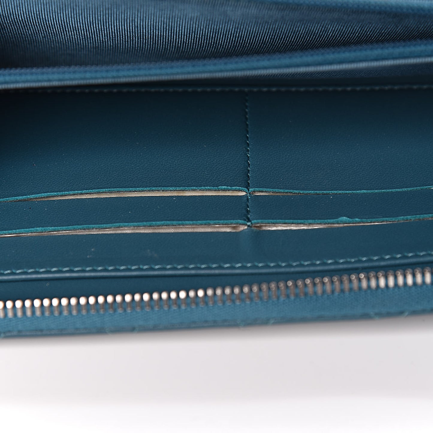 Lambskin Quilted Large Gusset Zip Around Wallet Turquoise