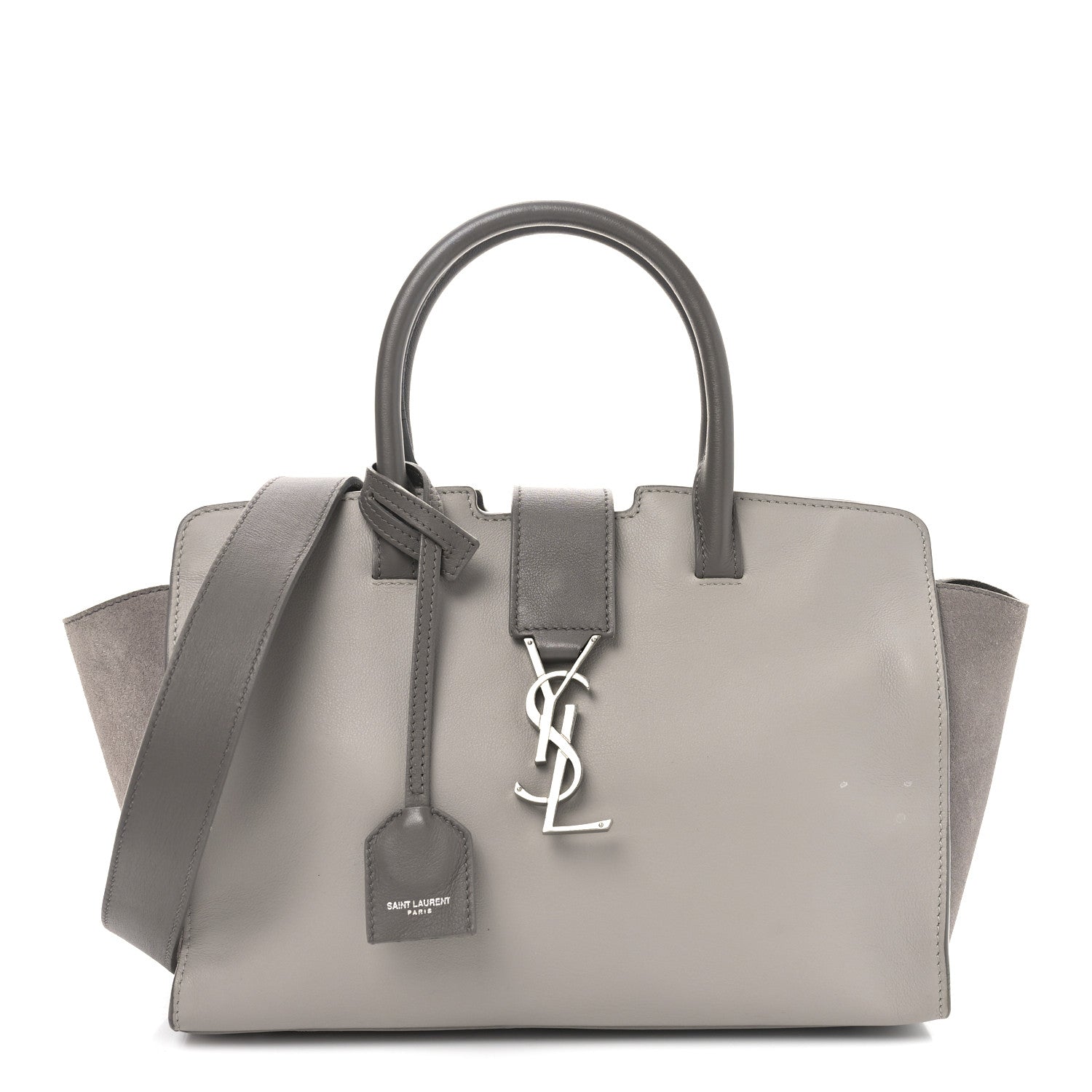 Saint Laurent Calfskin Suede Baby Monogram Downtown Cabas Grey 1 of 10