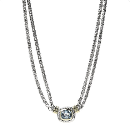 David Yurman Sterling Silver 14K Yellow Gold Blue Topaz Double Wheat Chain Necklace 1 of 4