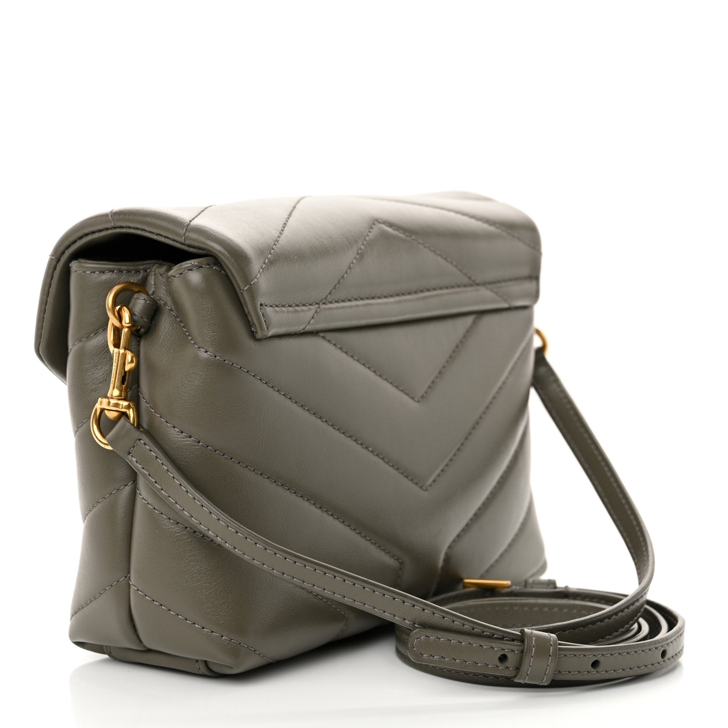 Calfskin Y Quilted Monogram Toy Loulou Crossbody Bag Grey Kaki