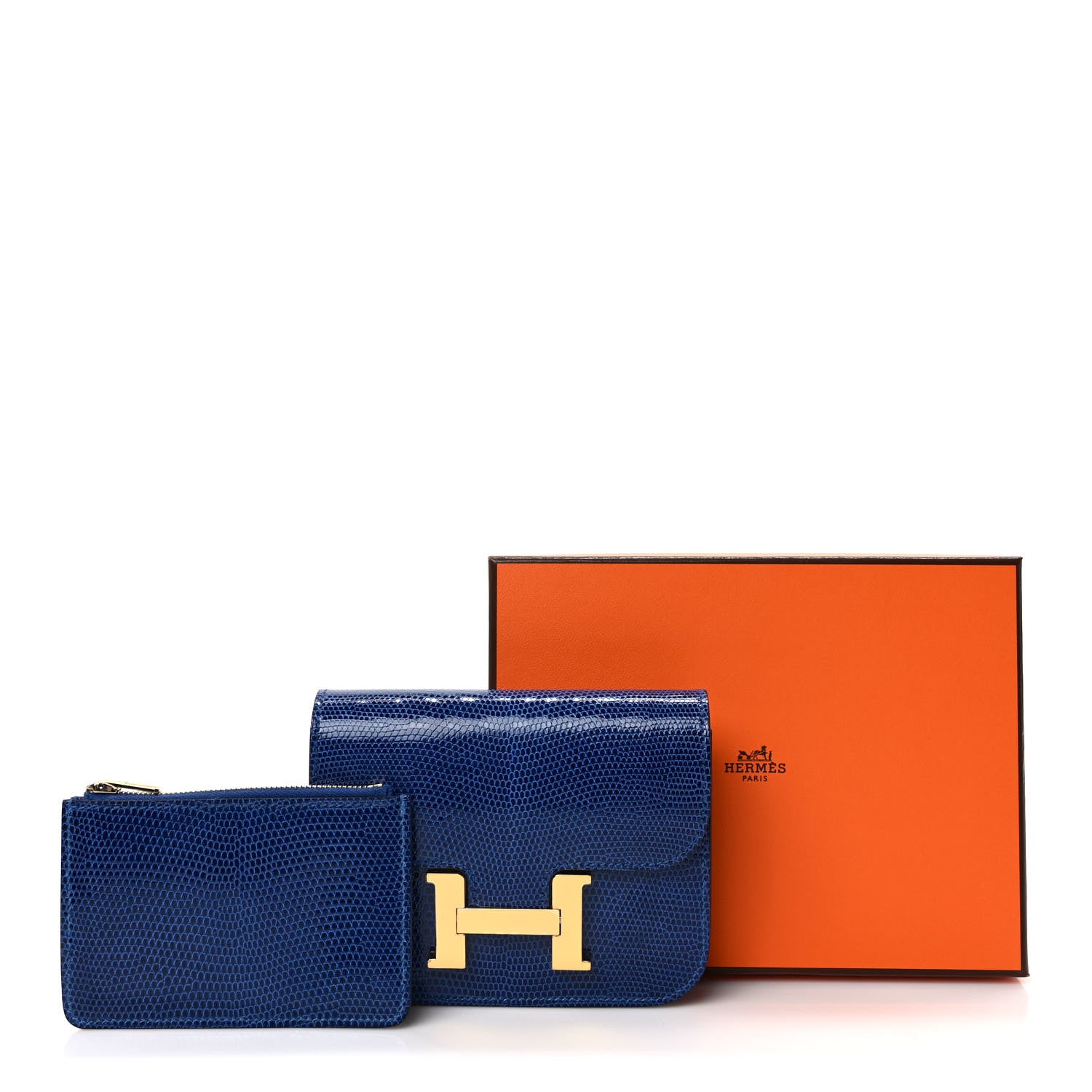 Hermes Lizard Constance Slim Wallet Bleu Saphir 8 of 8