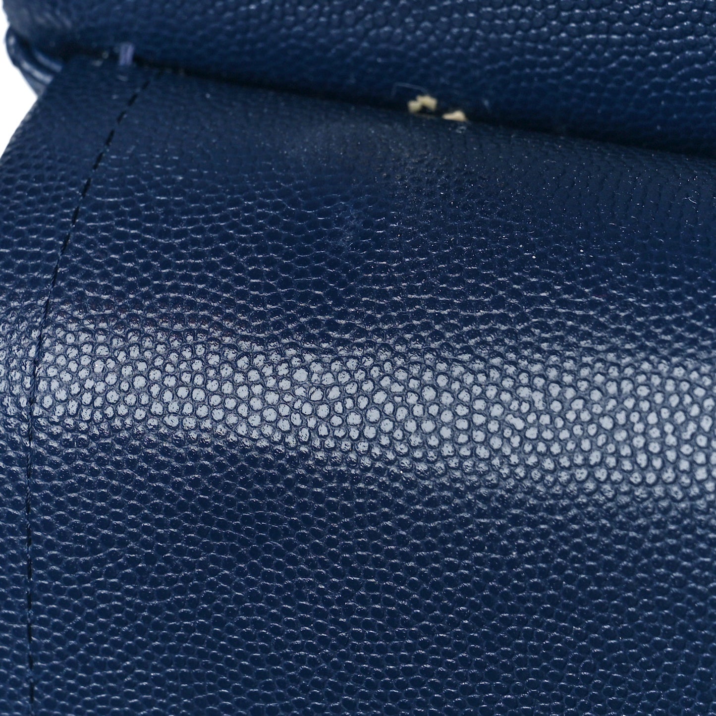 Caviar Quilted Medium Double Flap Dark Blue