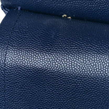 Chanel Caviar Quilted Medium Double Flap Dark Blue 12 of 13
