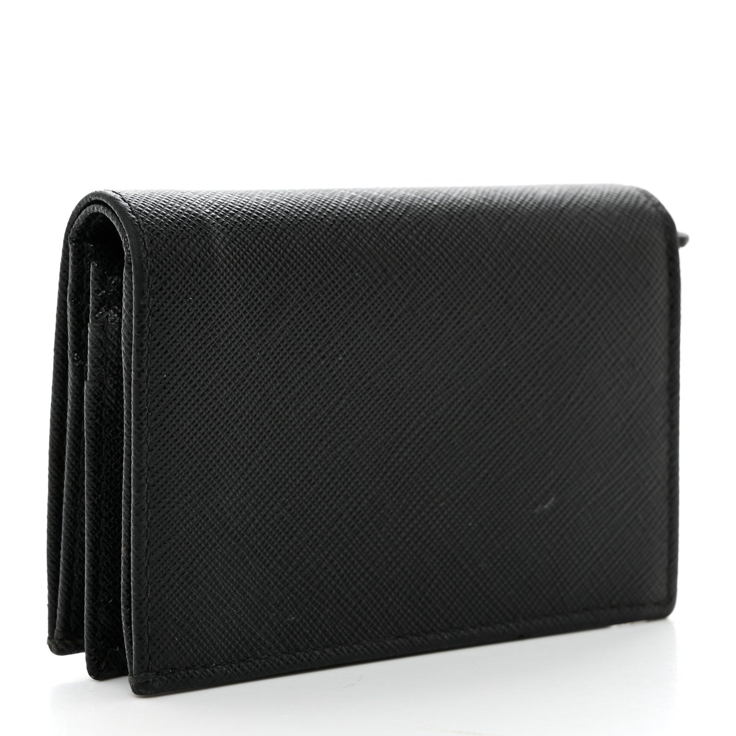 Saffiano Triangle Bi-Fold Card Holder Wallet Black