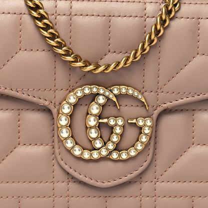 Gucci Calfskin Matelasse Mini Pearly GG Marmont Chain Wallet Porcelain Rose 8 of 10