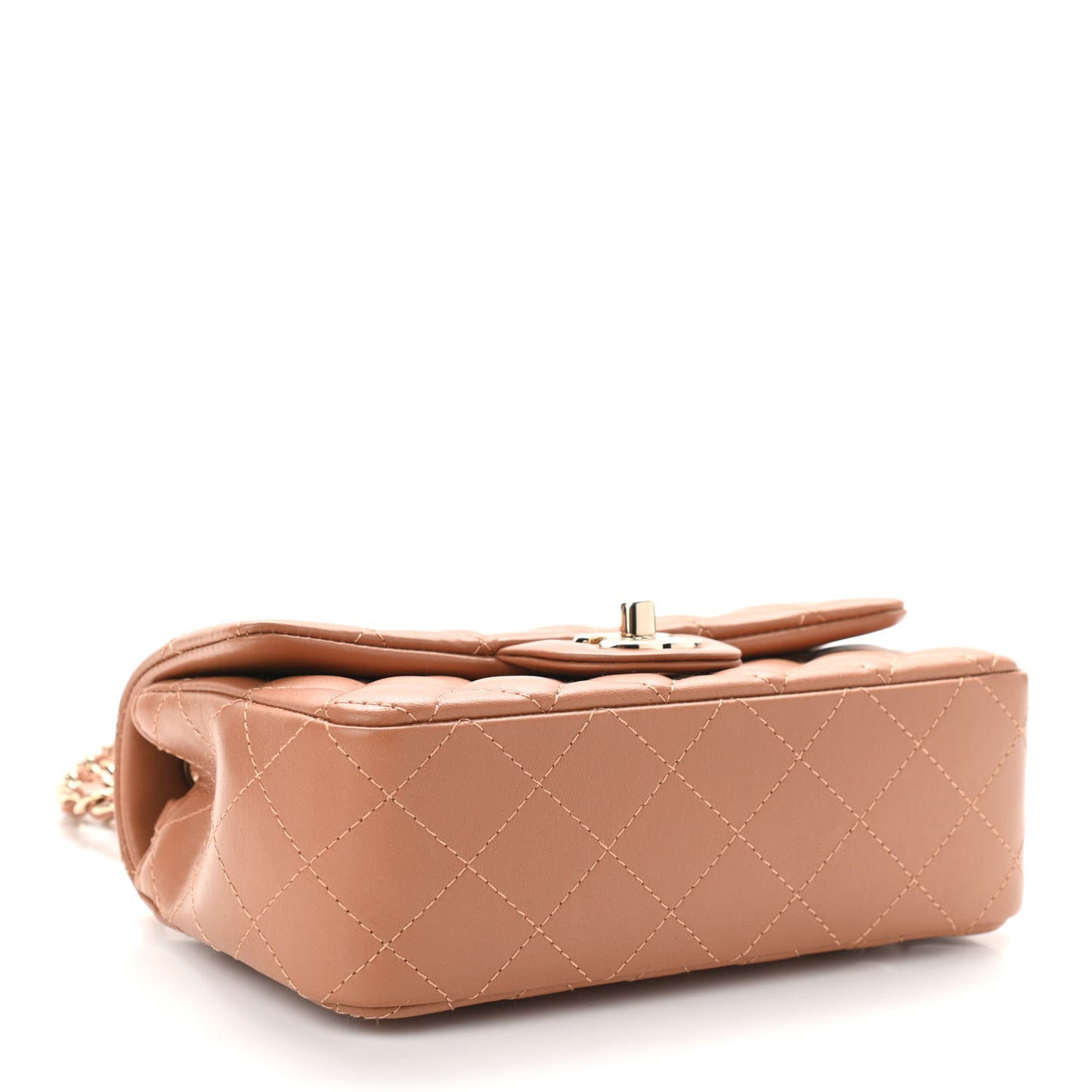 Lambskin Quilted Mini Rectangular Flap Brown