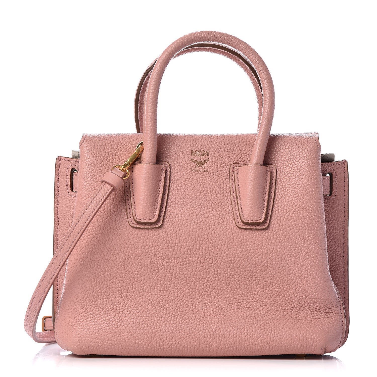 MCM Grained Calfskin Mini Milla Tote Pink 1 of 9