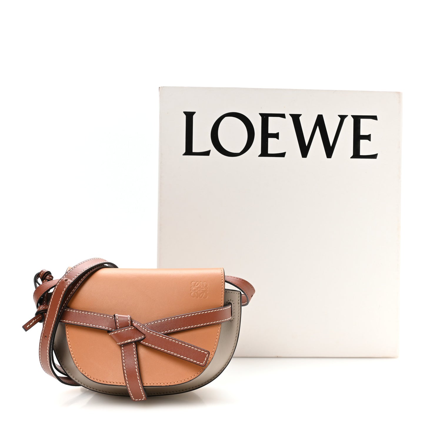 Calfskin Mini Gate Dual Bag Amber Light Grey Rust