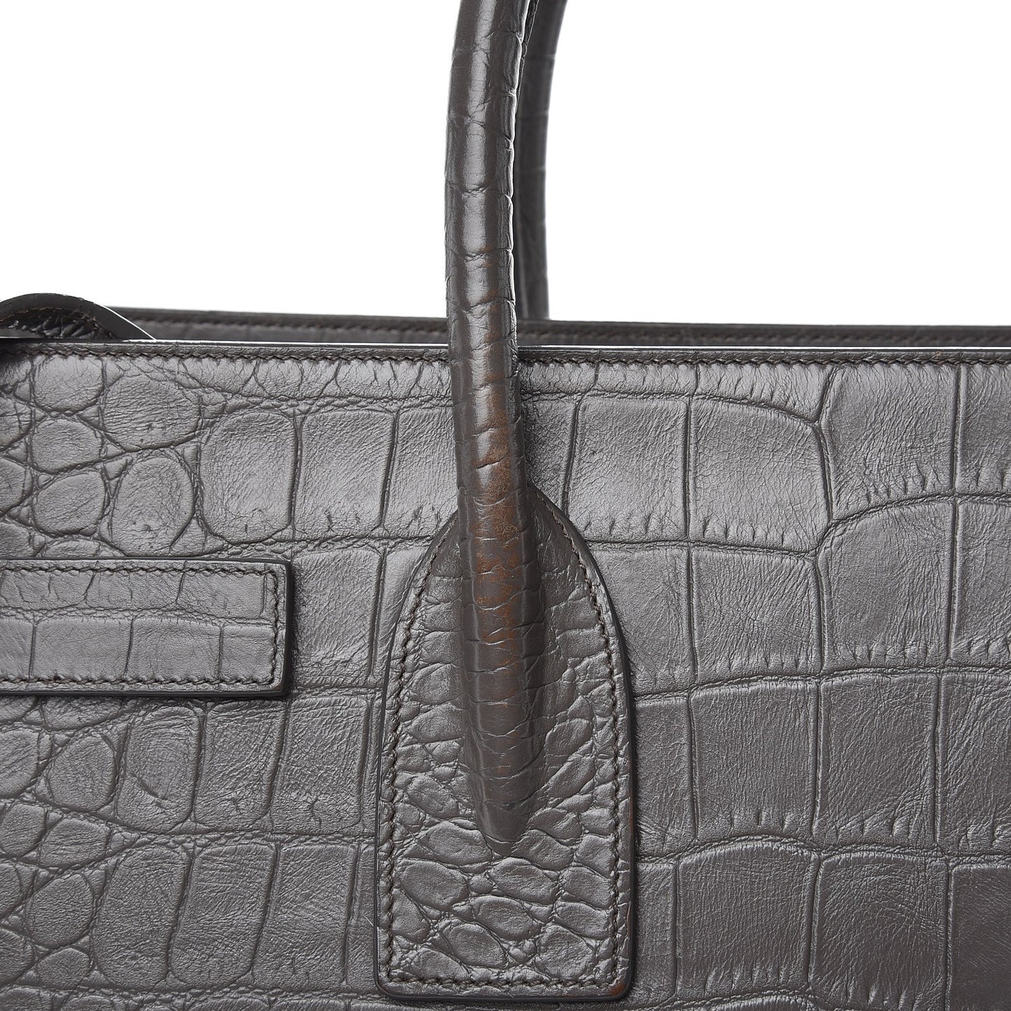 Calfskin Crocodile Embossed Small Sac De Jour Earth