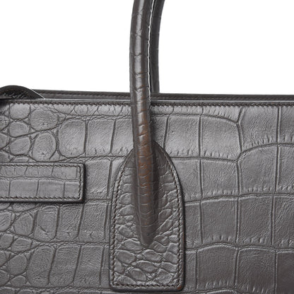 Saint Laurent Calfskin Crocodile Embossed Small Sac De Jour Earth 11 of 15