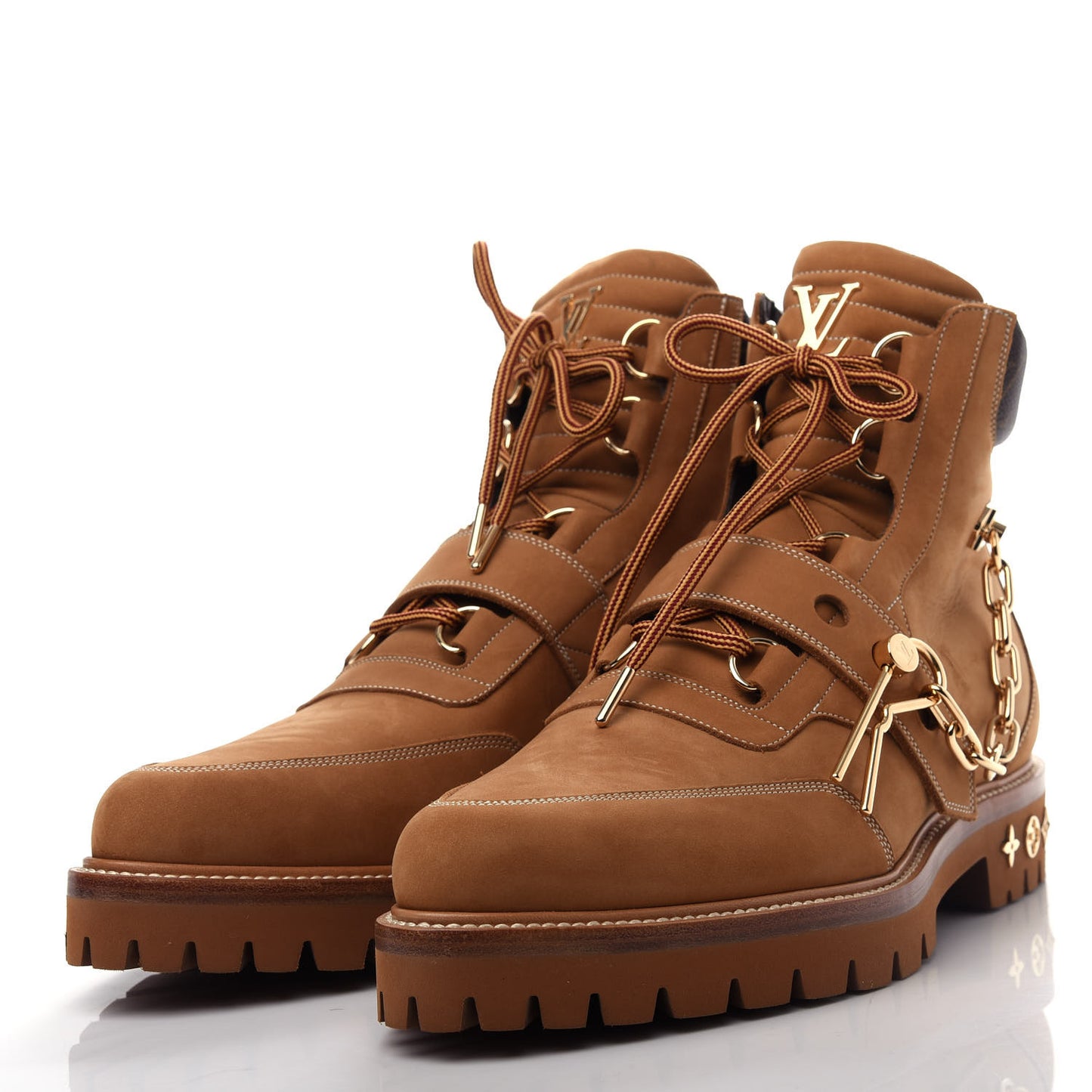 Suede Calfskin Monogram Mens Creeper Ankle Boots 9 Beige