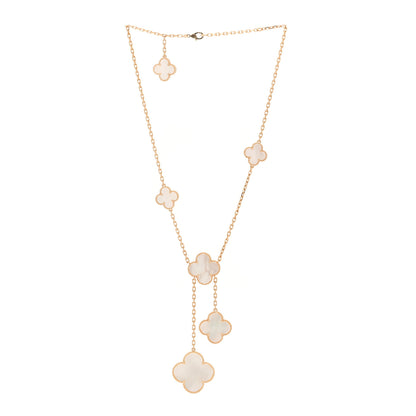 Van Cleef & Arpels 18K Yellow Gold Mother of Pearl 6 Motifs Magic Alhambra Necklace 3 of 6